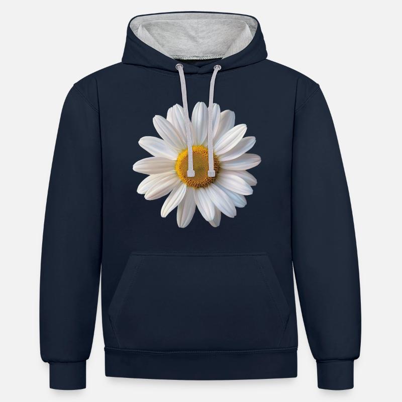 Fleur - Sweat à capuche contrasté - bleu marine/gris chiné