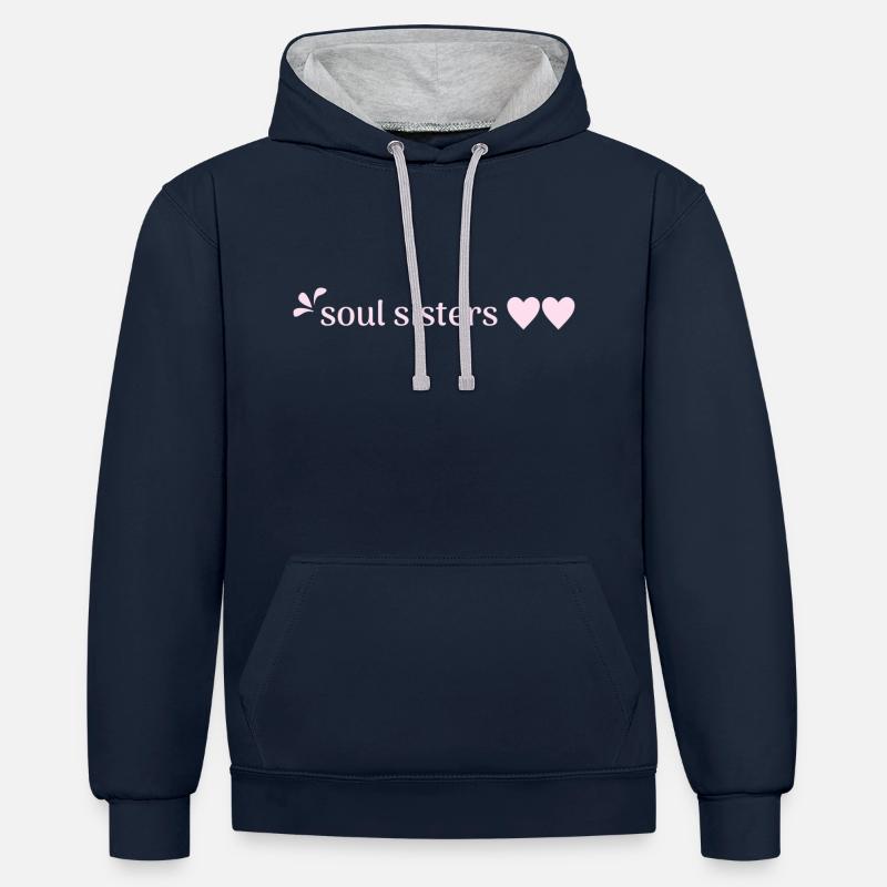 Amis - Âmes Sœurs - Sweat à capuche contrasté - bleu marine/gris chiné