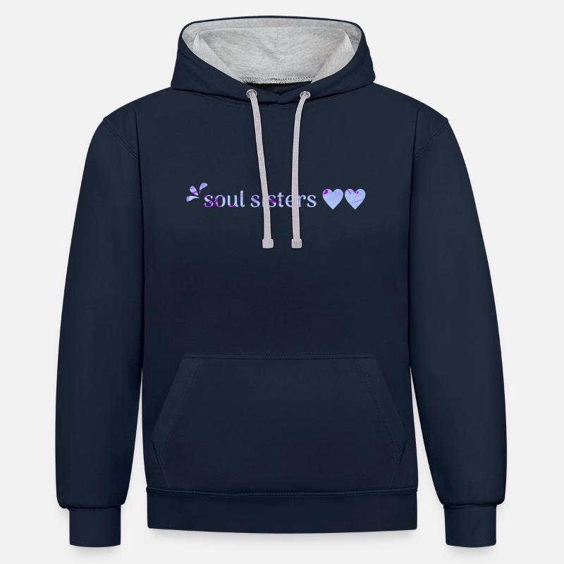 amis - Sweat à capuche contrasté - bleu marine/gris chiné