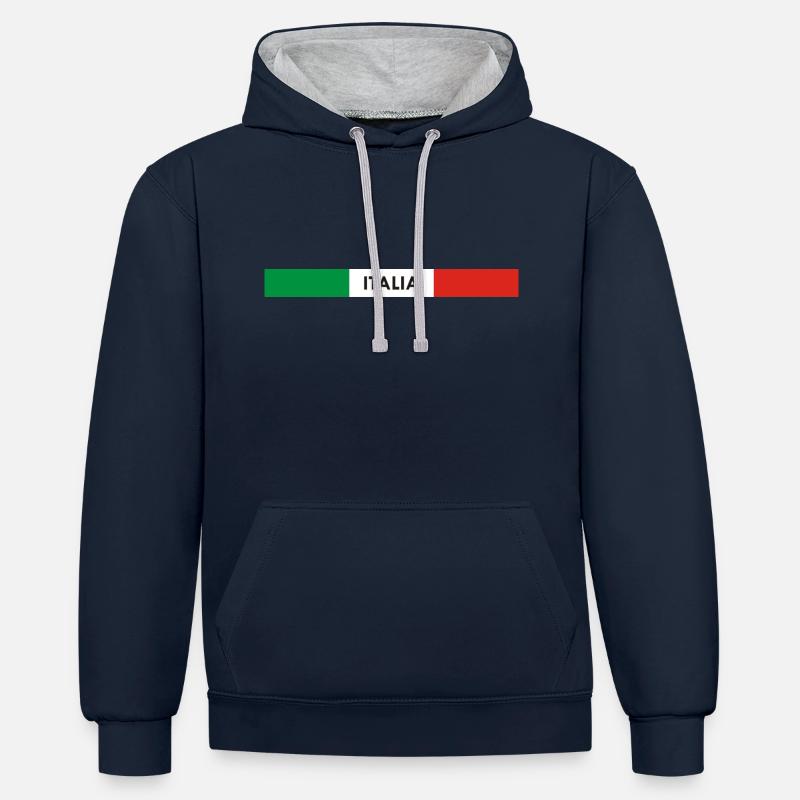 Italia - Sweat à capuche contrasté - bleu marine/gris chiné