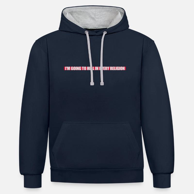im going to hell - Kontrast-Hoodie - Navy/Grau meliert