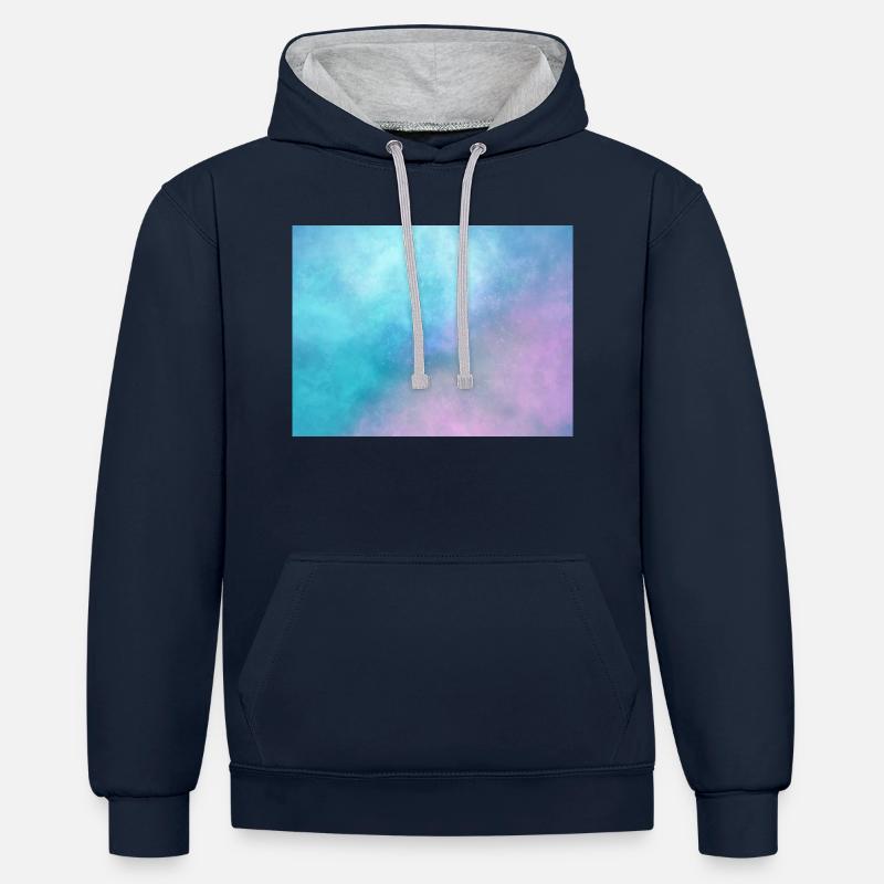 Rectangle d’espace - Sweat à capuche contrasté - bleu marine/gris chiné