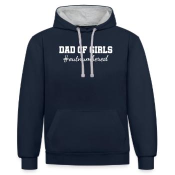Père de filles - En infériorité numérique - Père en infériorité numérique - Sweat à capuche contrasté - bleu marine/gris chiné - Devant - Nico (186cm)