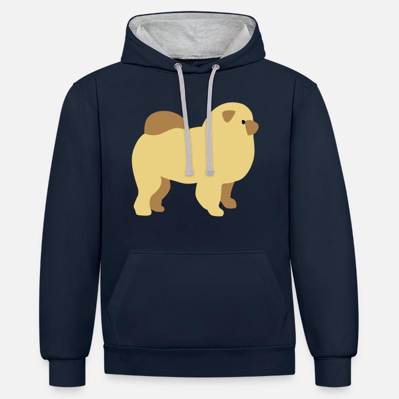 Chow-Chow - Sweat à capuche contrasté - bleu marine/gris chiné