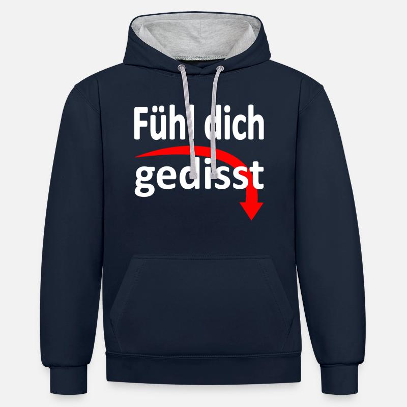 Fühl dich gedisst - Version 3 - Kontrast-Hoodie - Navy/Grau meliert