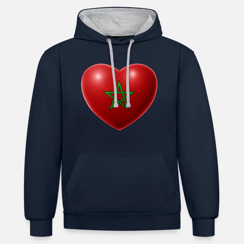 Coeur (Maroc / Maroc) - Sweat à capuche contrasté - bleu marine/gris chiné