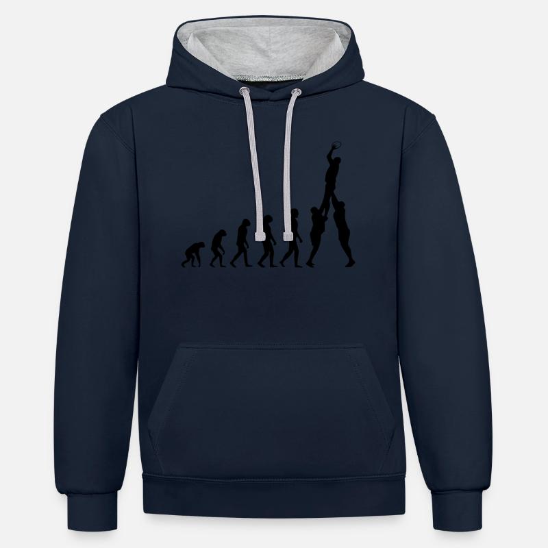 Rugby - Sweat à capuche contrasté - bleu marine/gris chiné