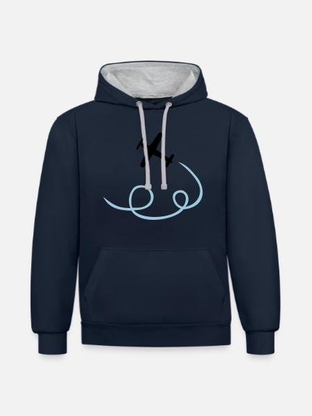 Airplane - Contrast hoodie - navy/heather grey