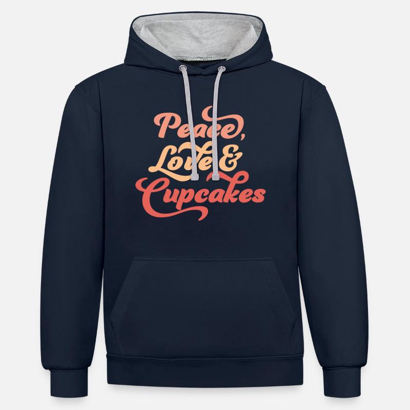 Petits gâteaux - Sweat à capuche contrasté - bleu marine/gris chiné