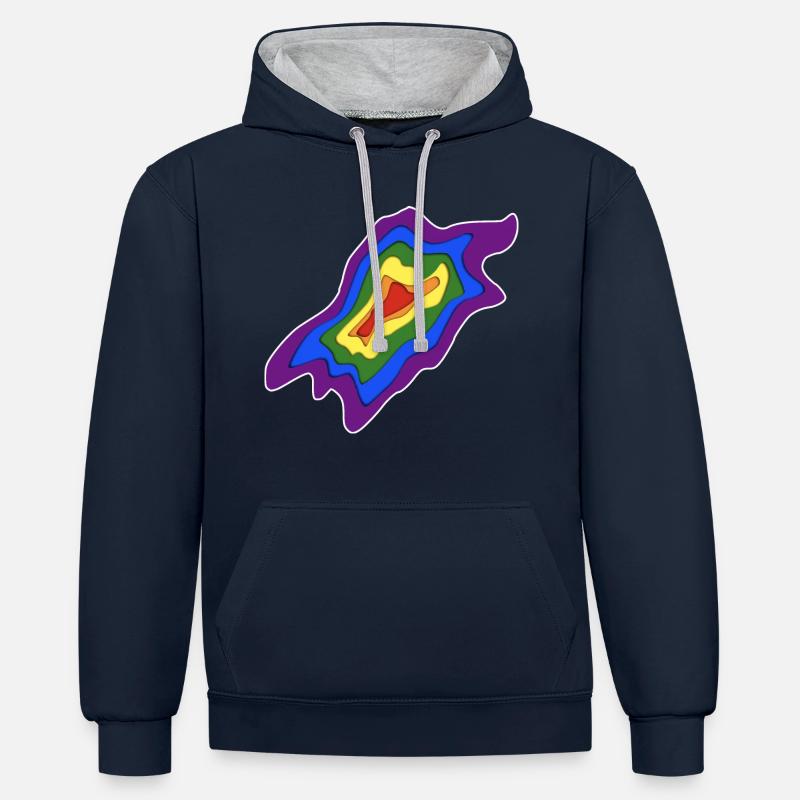Drapeau arc-en-ciel de style Papercut - Sweat à capuche contrasté - bleu marine/gris chiné