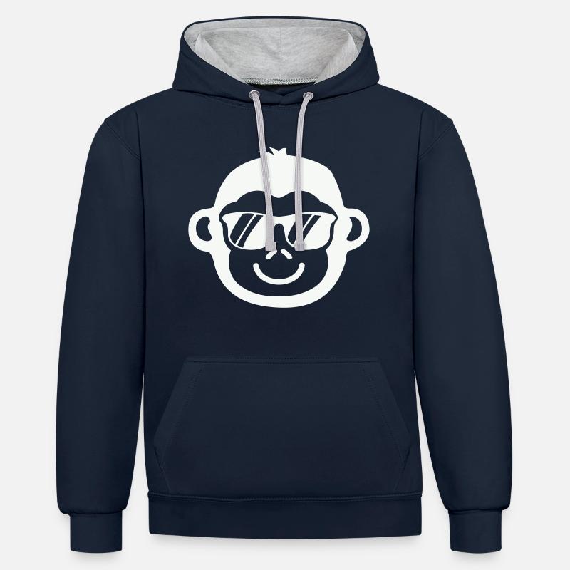 Singe cool - Sweat à capuche contrasté - bleu marine/gris chiné