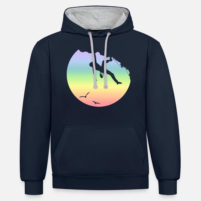 Grimper - Sweat à capuche contrasté - bleu marine/gris chiné