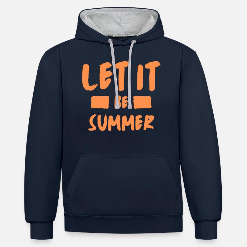 Que ce soit l’été - Sweat à capuche contrasté - bleu marine/gris chiné