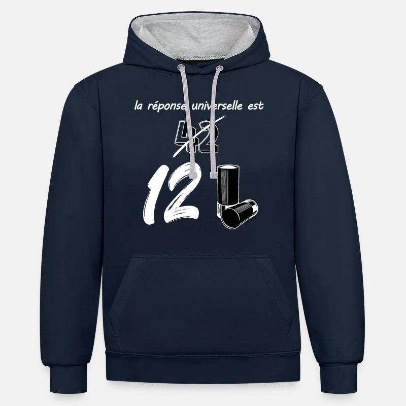 La réponse universelle - Sweat à capuche contrasté - bleu marine/gris chiné
