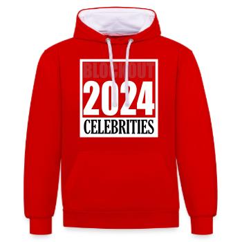 Blockout Celebrities 2024 | Farben änderbar - Kontrast-Hoodie - Rot/Weiß - Vorne - Liana (172cm) & Jaron (178cm)