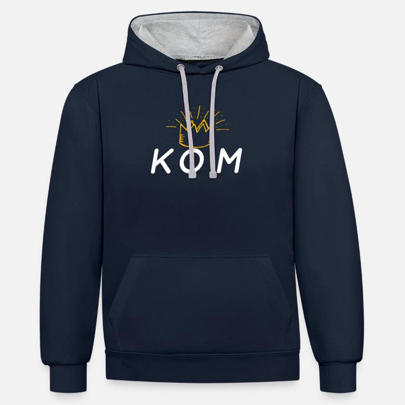 Strava KOM - Sweat à capuche contrasté - bleu marine/gris chiné