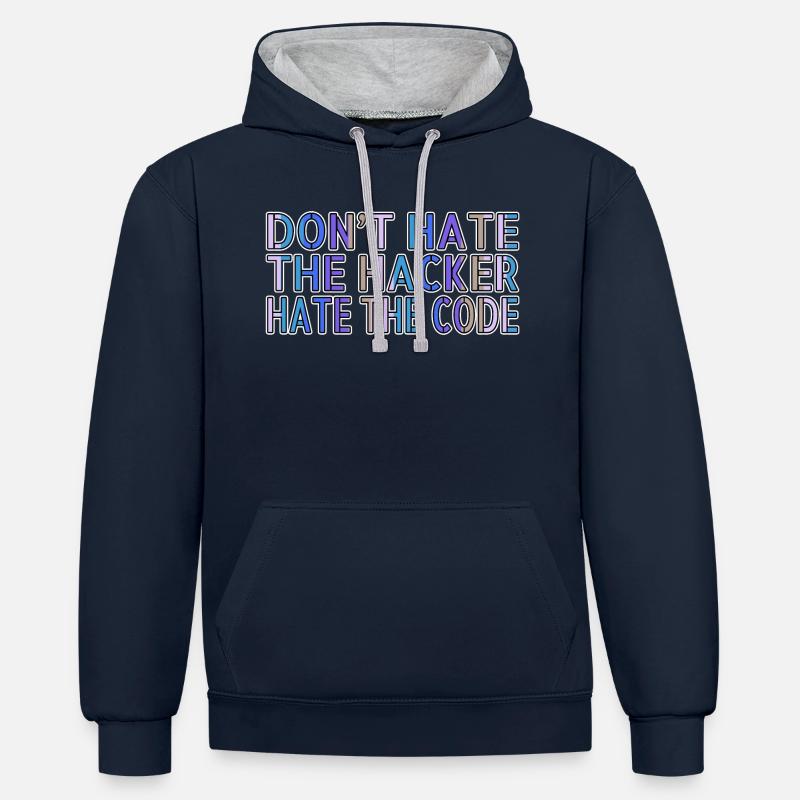 Anonymous Hacker Analyst Dictons amusants - Sweat à capuche contrasté - bleu marine/gris chiné
