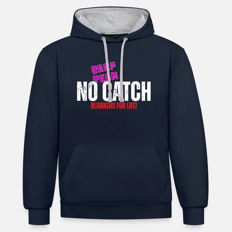 Équipe de carpes NO CATCH - Sweat à capuche contrasté - bleu marine/gris chiné