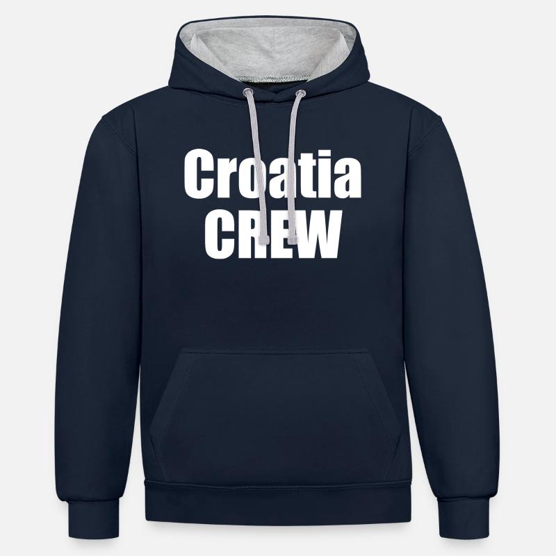 Croatie Équipage - Sweat à capuche contrasté - bleu marine/gris chiné