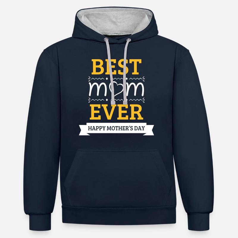 La meilleure maman jamais - Sweat à capuche contrasté - bleu marine/gris chiné