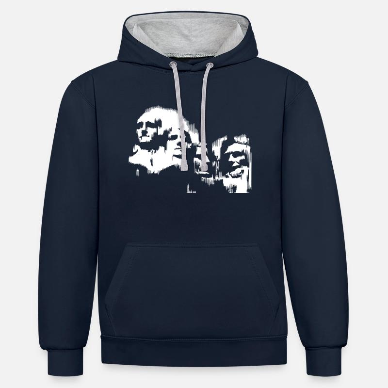 Mont Rushmore (DDP blanc) - Sweat à capuche contrasté - bleu marine/gris chiné