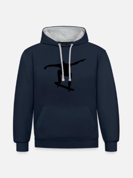 Skater silhouette - Contrast hoodie - navy/heather grey