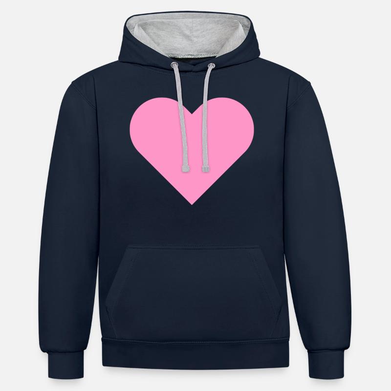 Je t'aime - Sweat à capuche contrasté - bleu marine/gris chiné