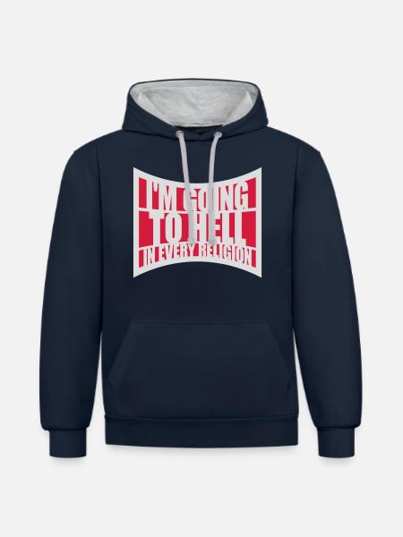 in going to hell - Contrast hoodie - navy/heather grey
