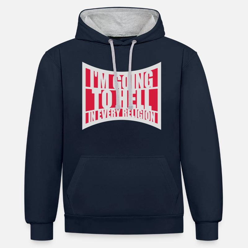 im going to hell - Kontrast-Hoodie - Navy/Grau meliert