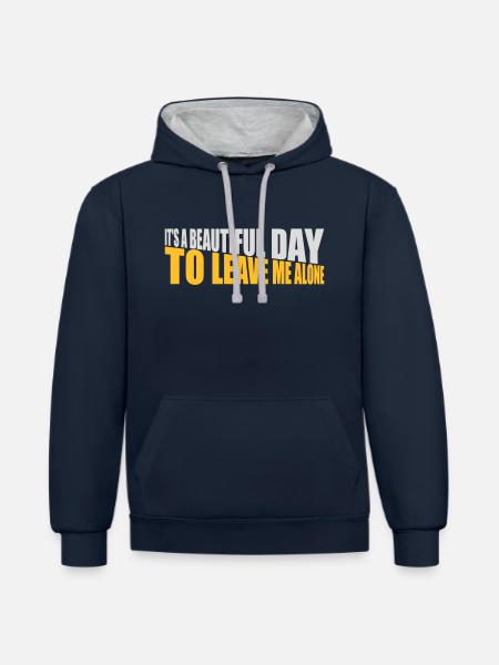 leave me alone day - Contrast hoodie - navy/heather grey