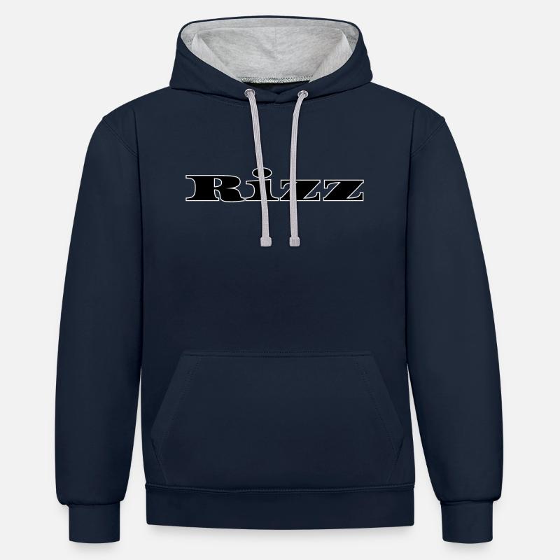 Design moderne Rizz Black - Sweat à capuche contrasté - bleu marine/gris chiné