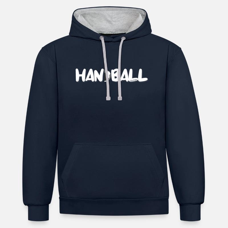Handball - Coureur circulaire - Sweat à capuche contrasté - bleu marine/gris chiné