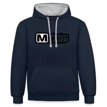 Pêche, carpe, poisson, carpe de mission - Sweat à capuche contrasté - bleu marine/gris chiné - Devant - Nico (186cm)