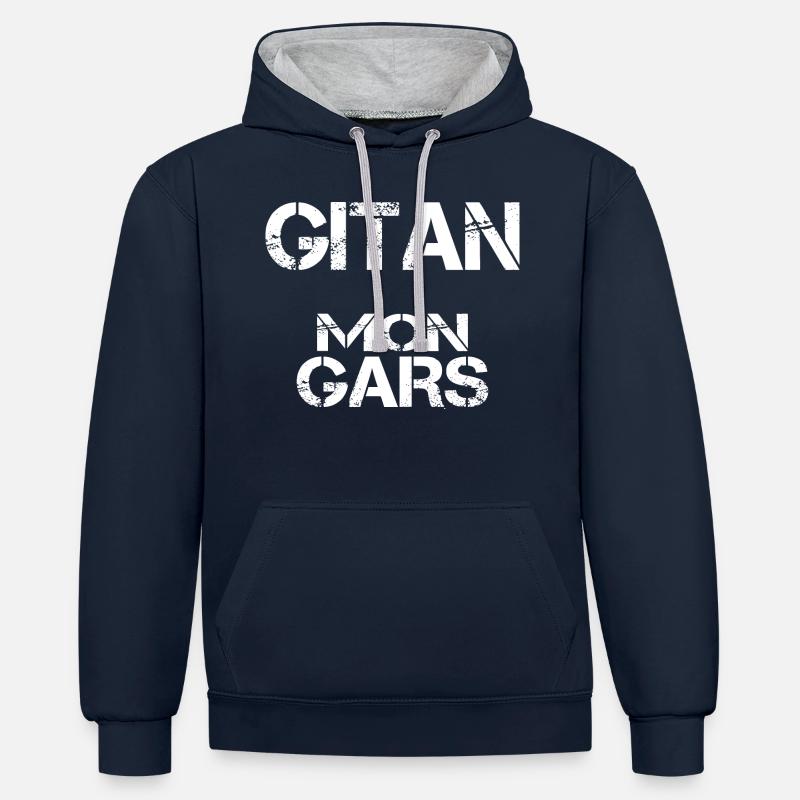 Gitan mon gars - Sweat à capuche contrasté - bleu marine/gris chiné