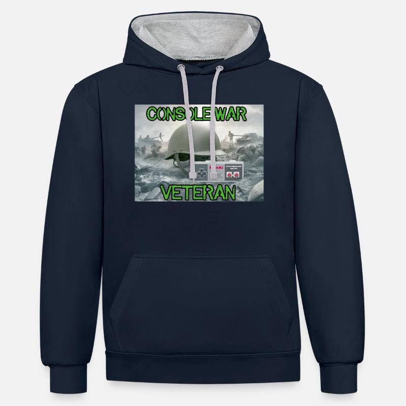 Console war veteran - Sweat à capuche contrasté - bleu marine/gris chiné