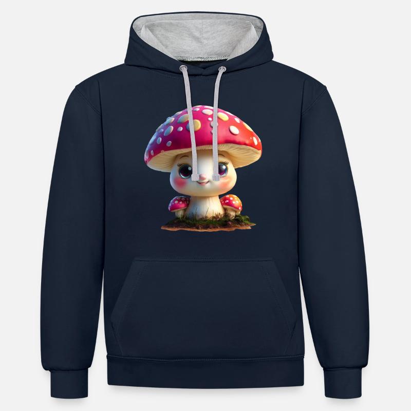 cute toadstool - Contrast hoodie - navy/heather grey