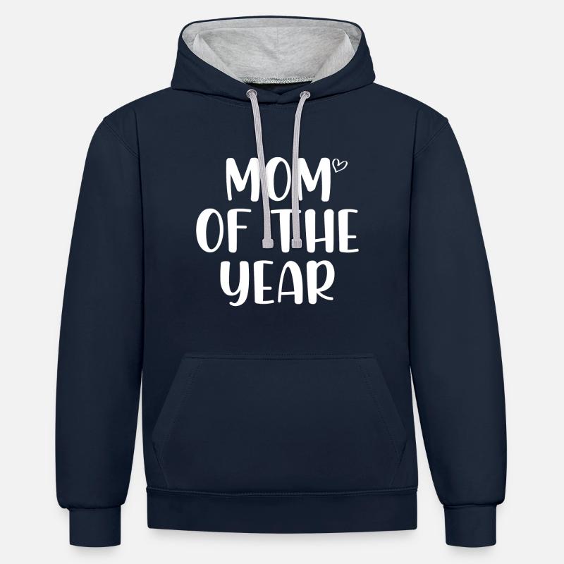 Maman de l’année - Sweat à capuche contrasté - bleu marine/gris chiné