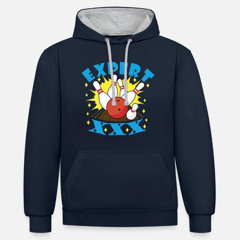 Bowling Expert XXX - Sweat à capuche contrasté - bleu marine/gris chiné