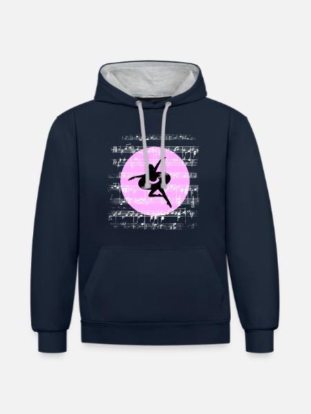 Harmonie in Bewegung - Kontrast-Hoodie - Navy/Grau meliert