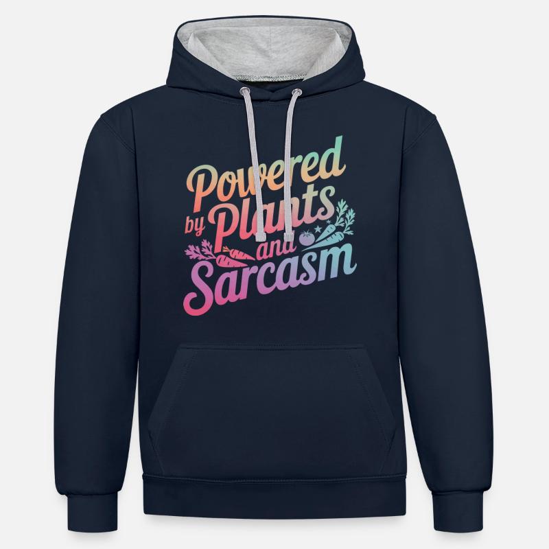 Végétarien Végétalien Végétarien Végétarien - Sweat à capuche contrasté - bleu marine/gris chiné