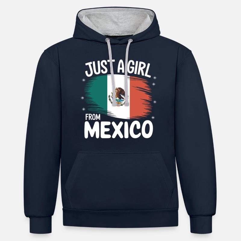 Mexique Mexique Mexicain Espagnol - Sweat à capuche contrasté - bleu marine/gris chiné