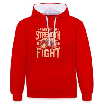 Trouvez votre force dans les sports de boxe de combat - Sweat à capuche contrasté - rouge/blanc - Devant - Liana (172cm) & Jaron (178cm)
