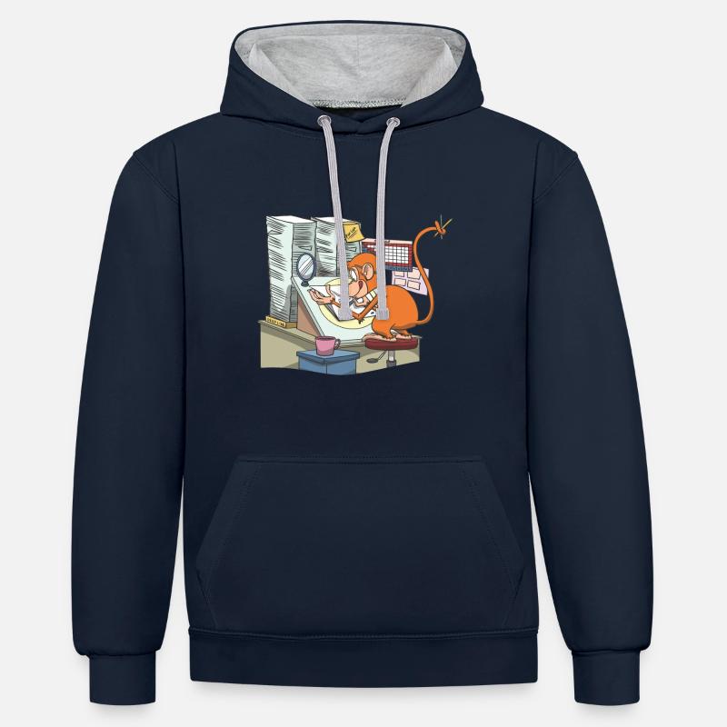 Animateur animateur animateur - Sweat à capuche contrasté - bleu marine/gris chiné