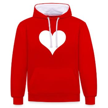Cœur Blanc - Sweat à capuche contrasté - rouge/blanc - Devant - Liana (172cm) & Jaron (178cm)