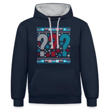 Die Drei ??? Ugly Xmas Christmas - Kontrast-Hoodie - Navy/Grau meliert - Vorne - Nico (186cm)