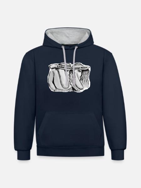 ZoffArt LANGE NASEN - Kontrast-Hoodie - Navy/Grau meliert