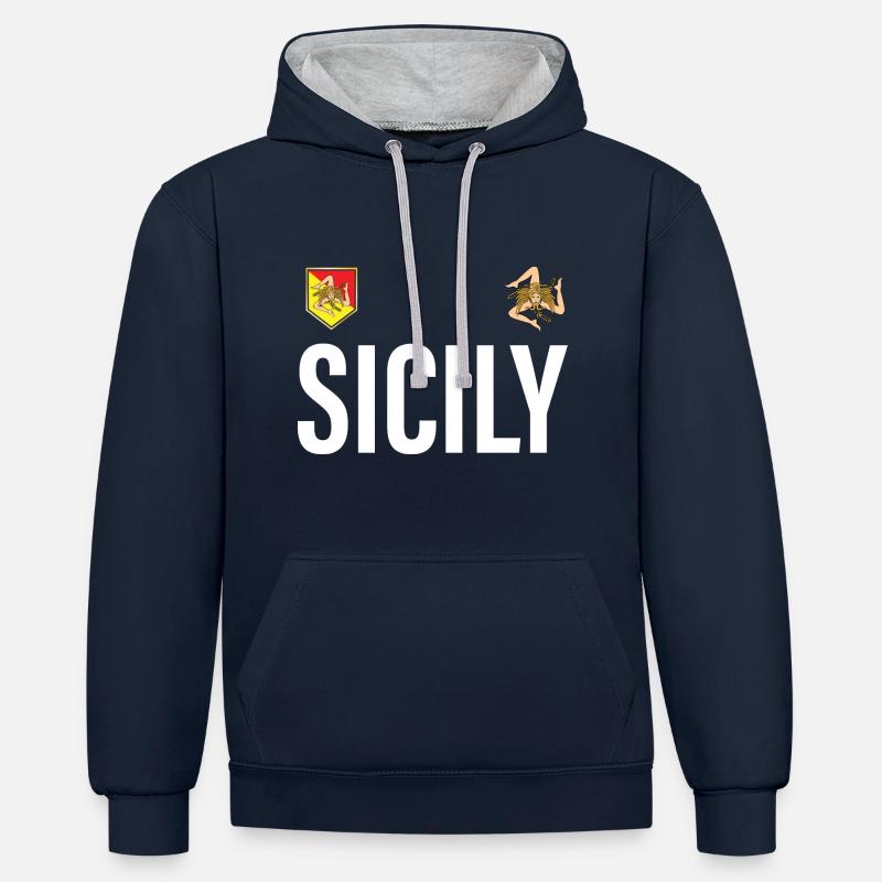 Maillot Sicile 01 - Sweat à capuche contrasté - bleu marine/gris chiné