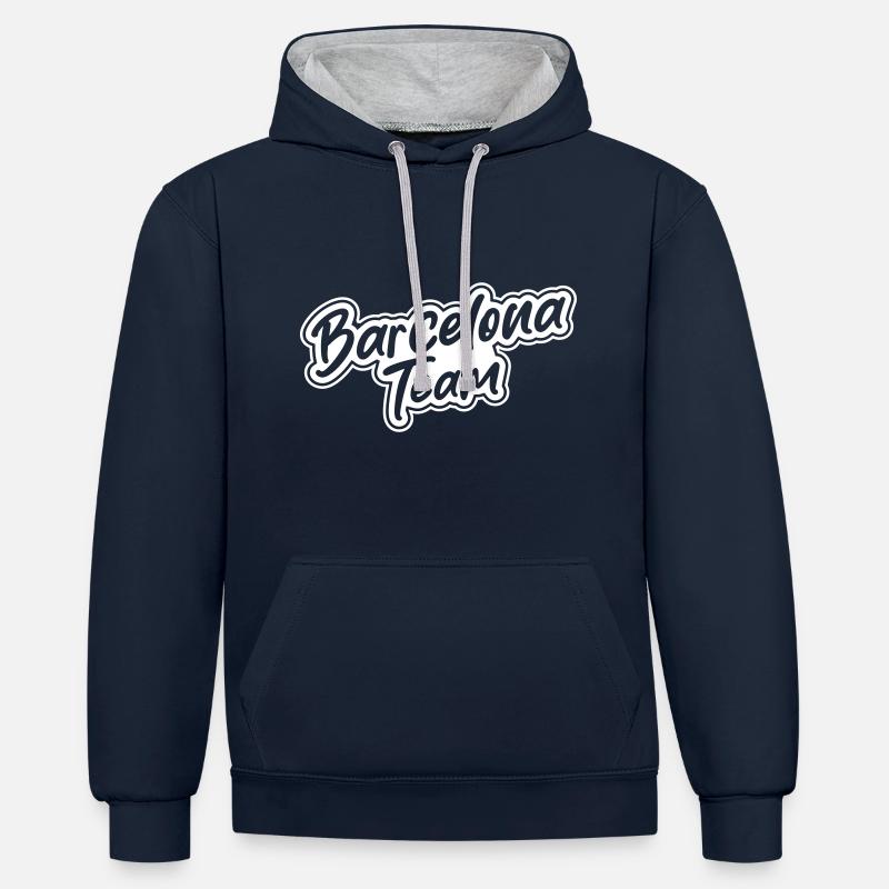 L’équipe de Barcelone - Sweat à capuche contrasté - bleu marine/gris chiné