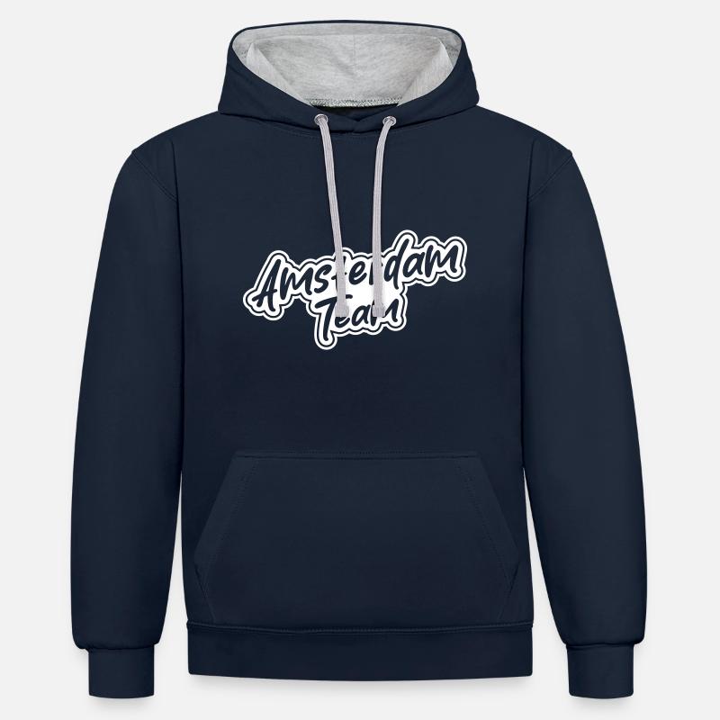 L’équipe d’Amsterdam - Sweat à capuche contrasté - bleu marine/gris chiné