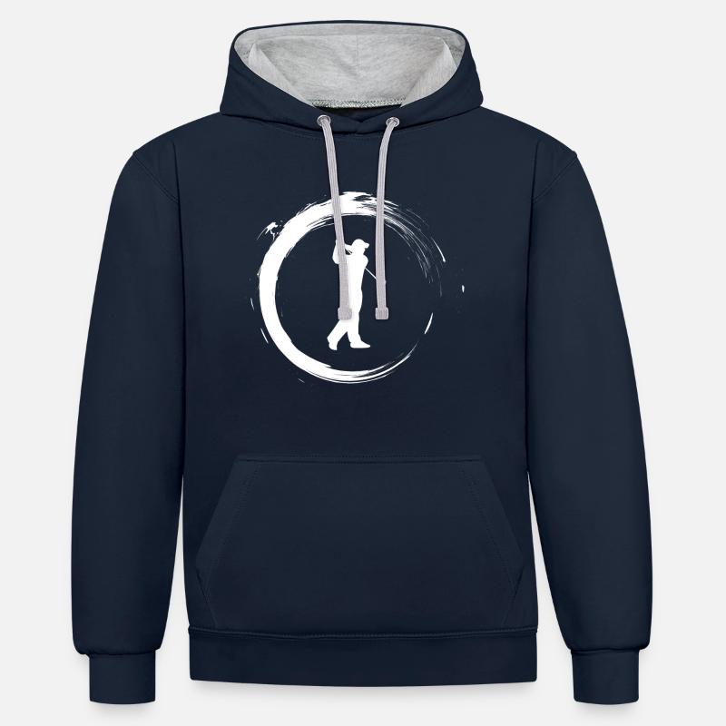 golf - Sweat à capuche contrasté - bleu marine/gris chiné